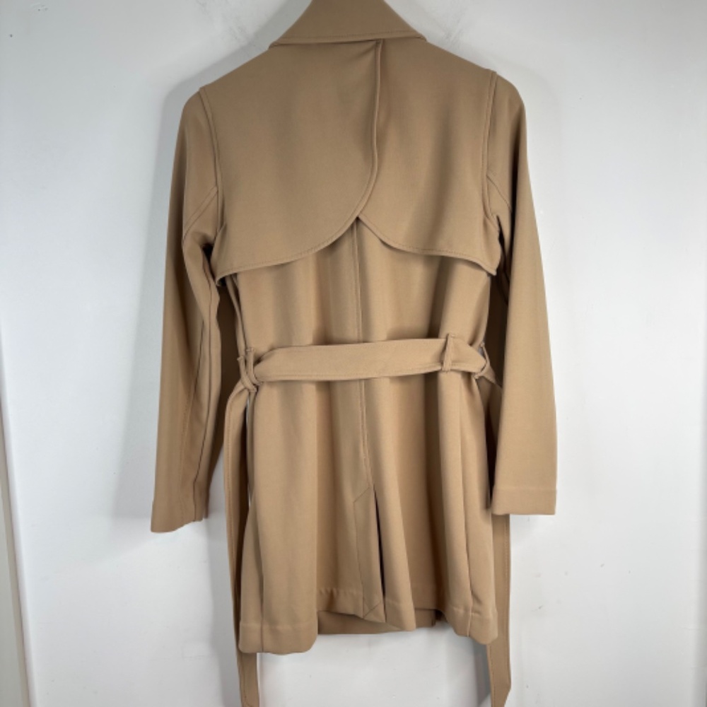 Abercrombie & Fitch Drapey Trench Coat Women's S Tan Khaki Double Breasted Chic - Picture 7 of 13